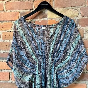 Women’s Paisley Blue & Green Swim Suit Cover-Up. One Size